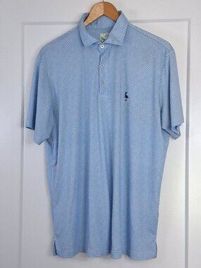TailorByrd Performance Polo Men's Large Geometric Golf Shirt Blue